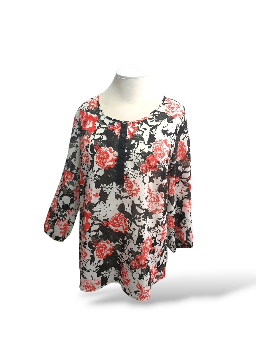 Floral Red & Black Women's Blouse